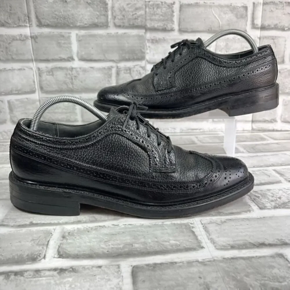 Hanover Vintage Sheppard LB Signatures Black Pebble Leather Wingtip Oxfords 9.5